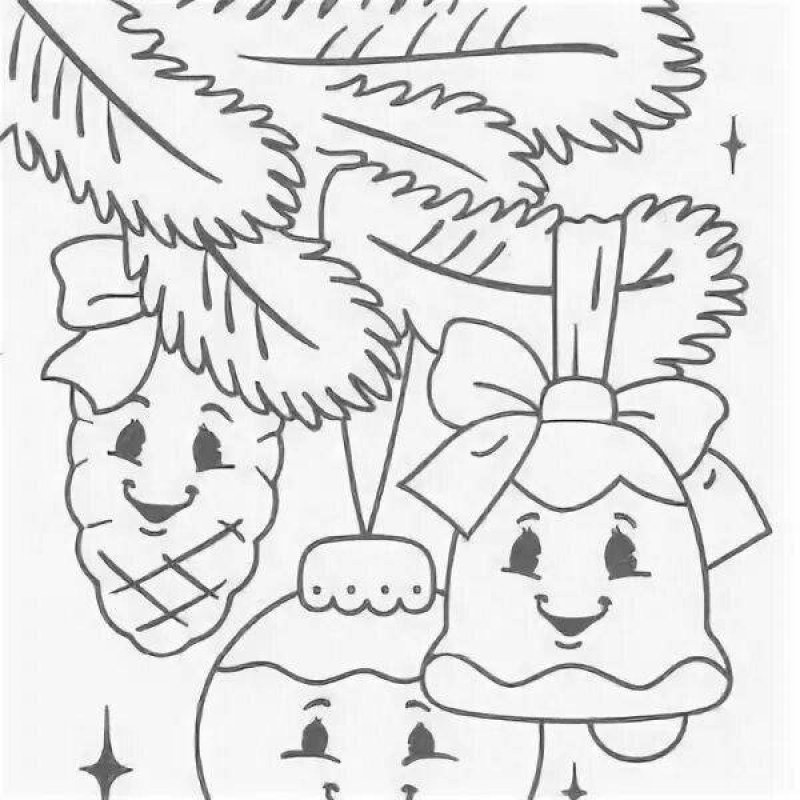 Елочная ветка раскраска