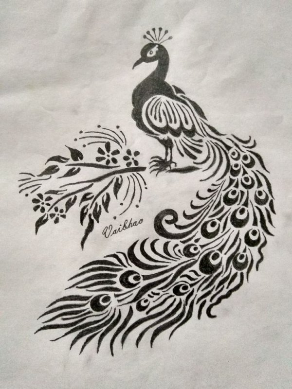 Силуэты павлинов