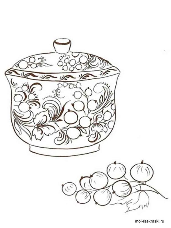 Хохлома раскраска для детей