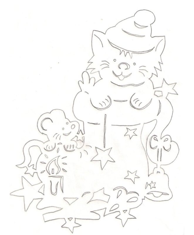 Вытынанки на окна новогодние