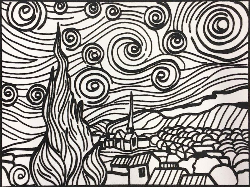 Рисунок Ван Гога Звездная ночь