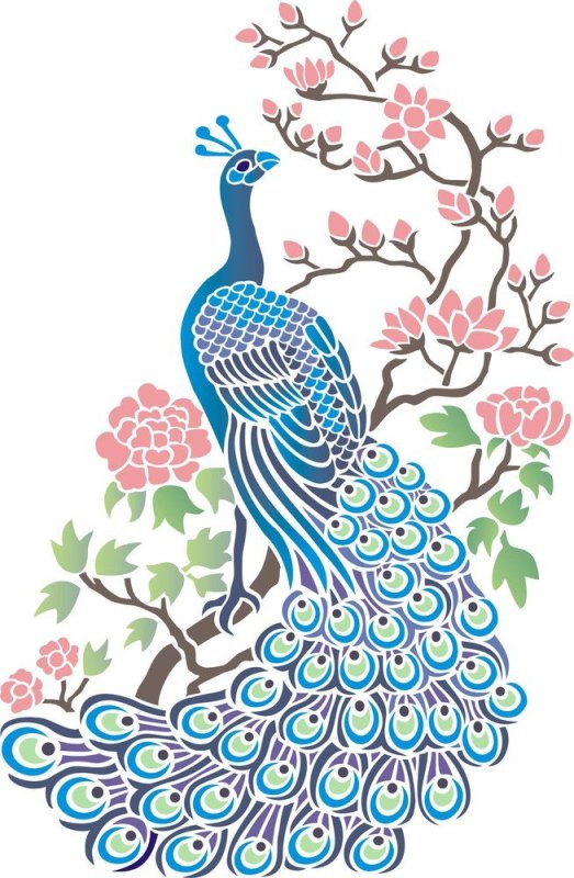 Трафареты для росписи стен павлина