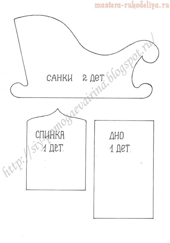Чертеж саней Деда Мороза из картона