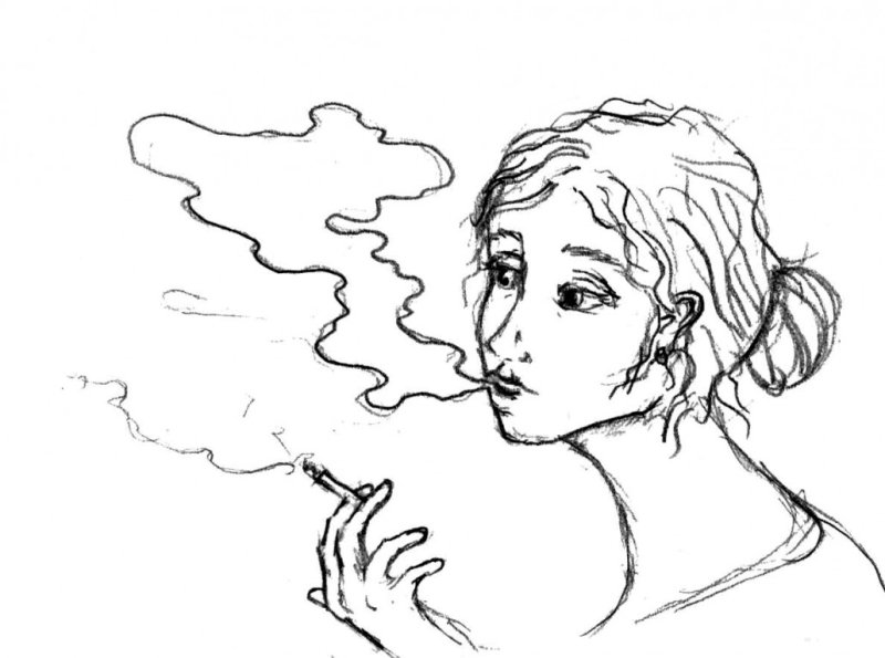 Девушка с сигаретой рисунок