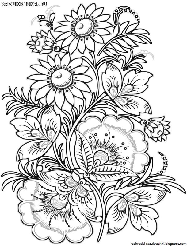 Раскраска "Хохломская роспись"