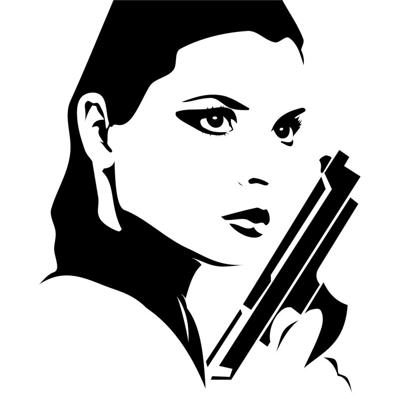 Силуэт женщины с пистолетом