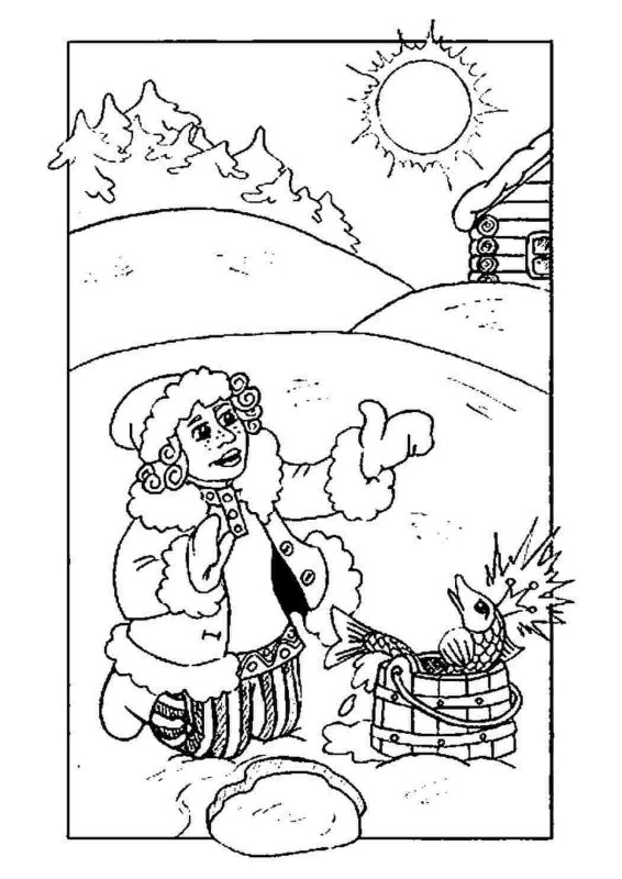 По щучьему велению раскраска для детей