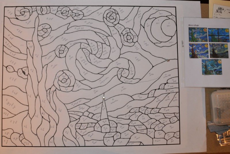 Ван Гог Звёздная ночь витраж