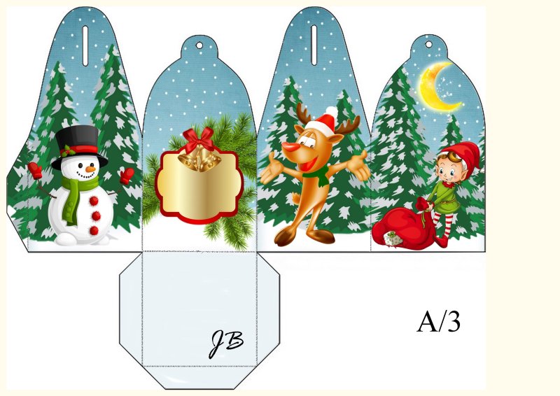 Развертки коробочек для новогодних подарков