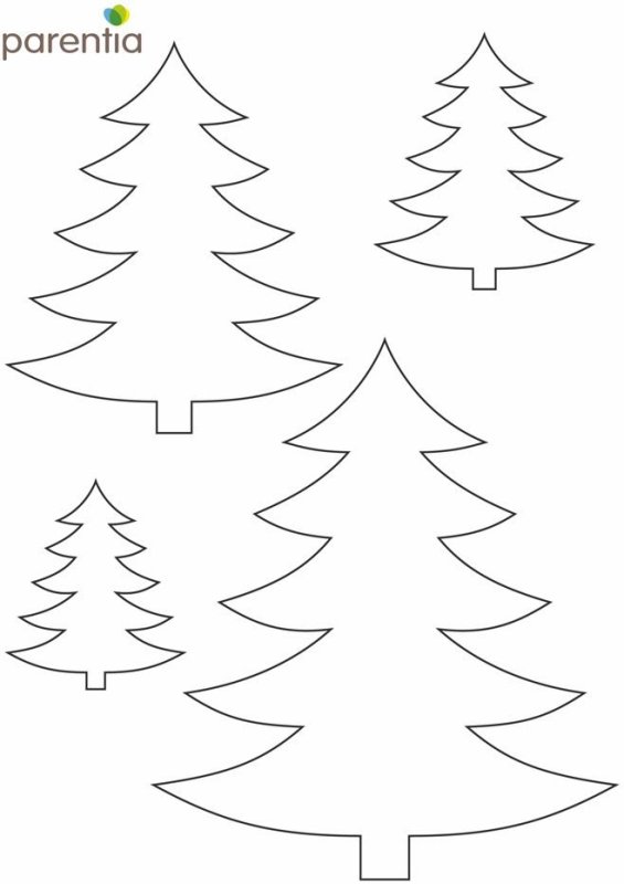 Трафарет елки для вырезания