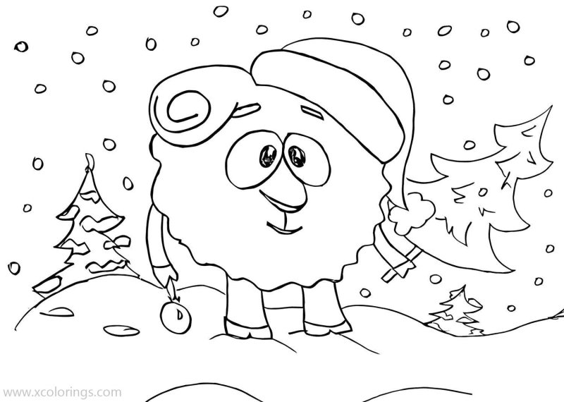 Смешарики зимние раскраски