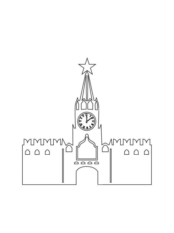 Спасская башня Московского Кремля рисунок