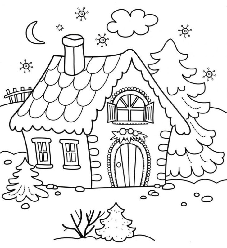 Раскраска. Домики