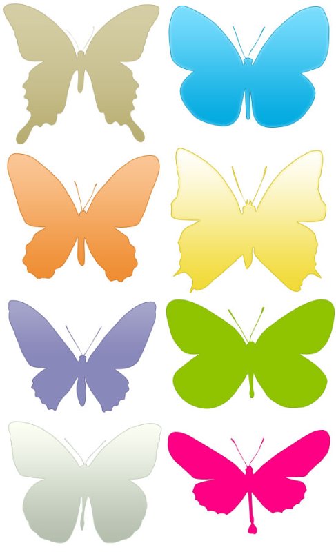 Разноцветные бабочки для вырезания