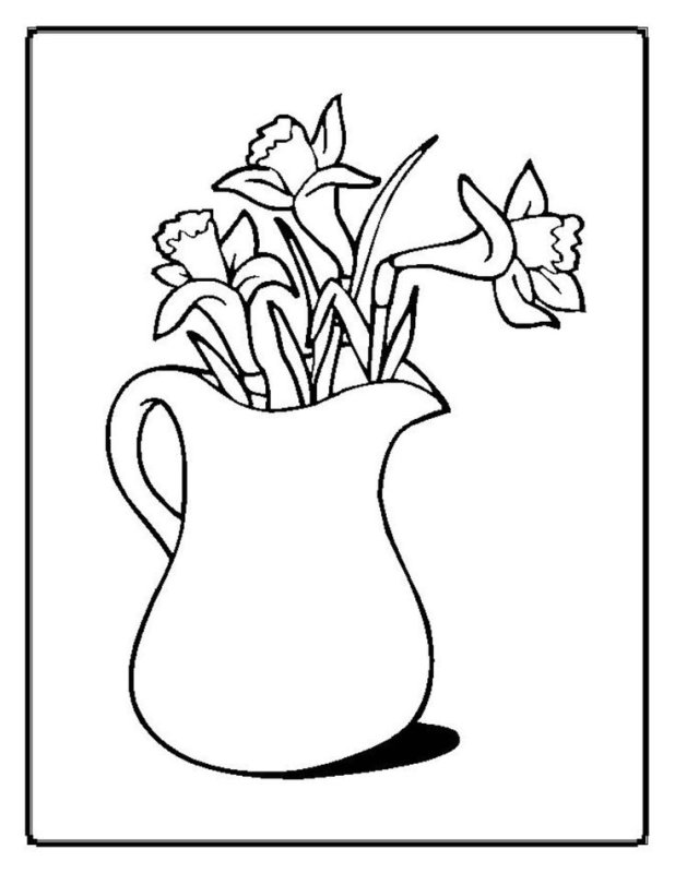 Раскраска цветы в вазе