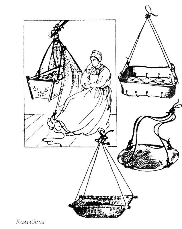 Старинная детская люлька подвесная