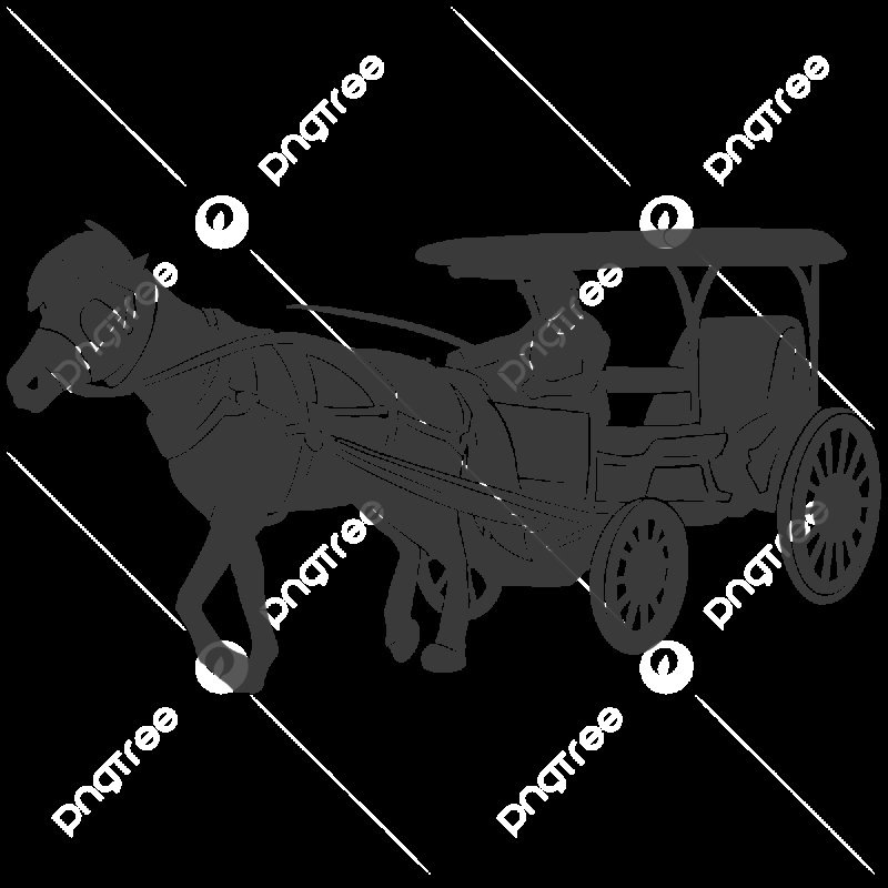Тень контур лошади с телегой