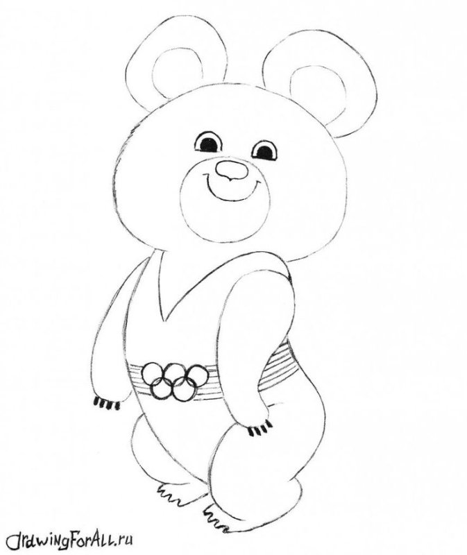 Нарисовать олимпийского мишку 1980