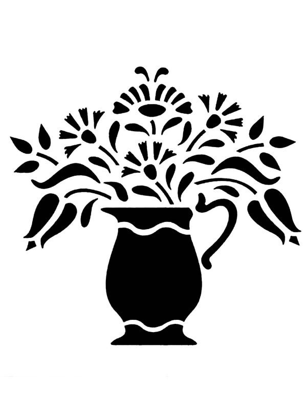 Трафарет цветы в вазе