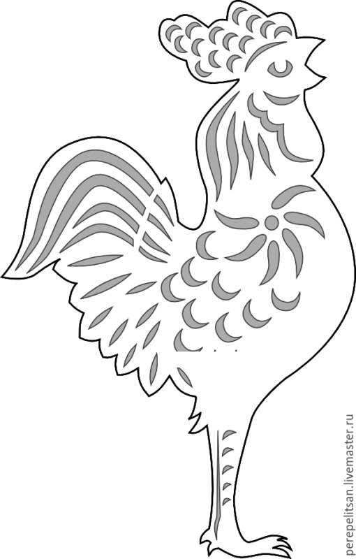 Трафарет петуха для вырезания из бумаги