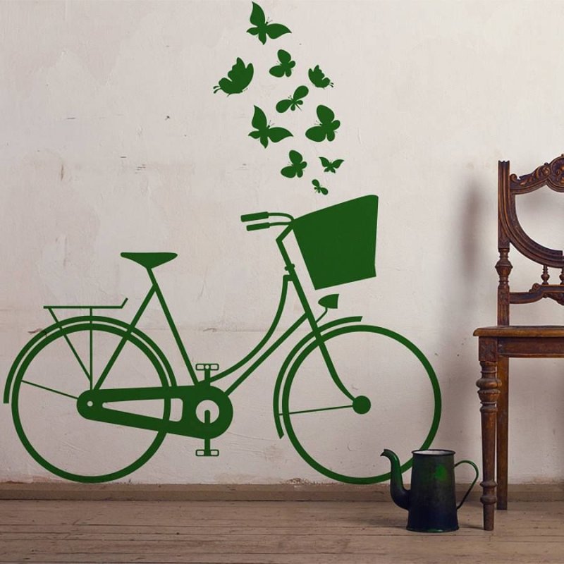 Декор велосипед на стену трафарет