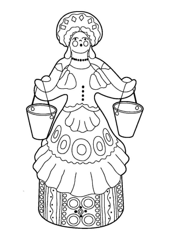 Дымковская роспись Водоноска