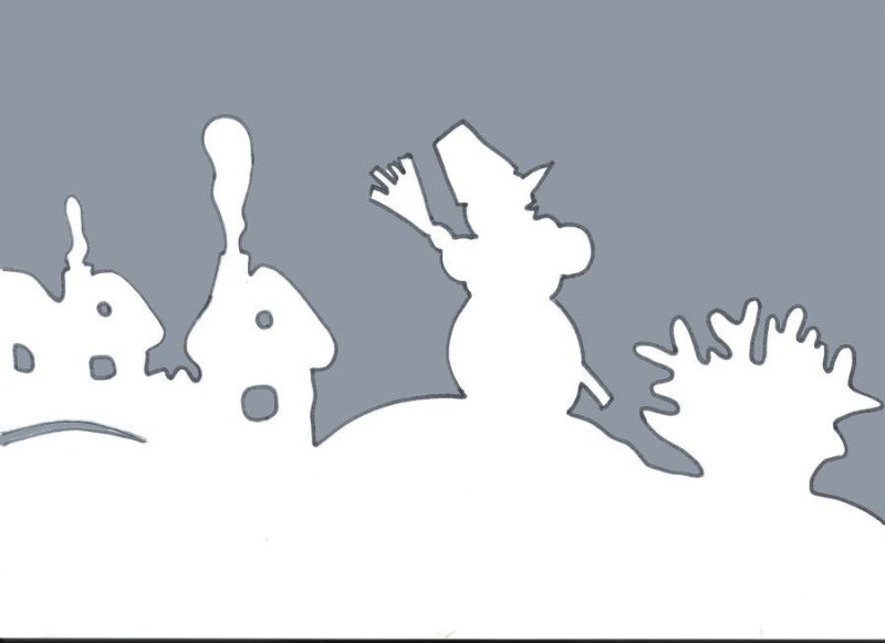 Трафареты на окна к новому году сугроб