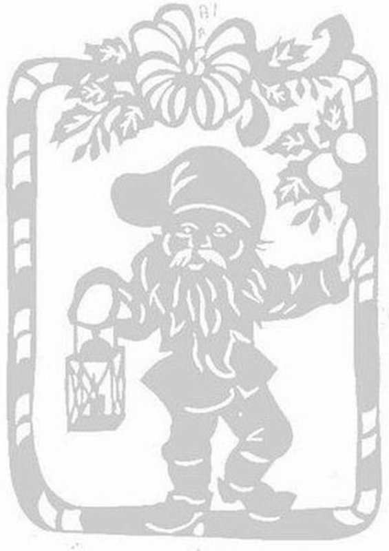 Трафарет гномика для вырезания на окно