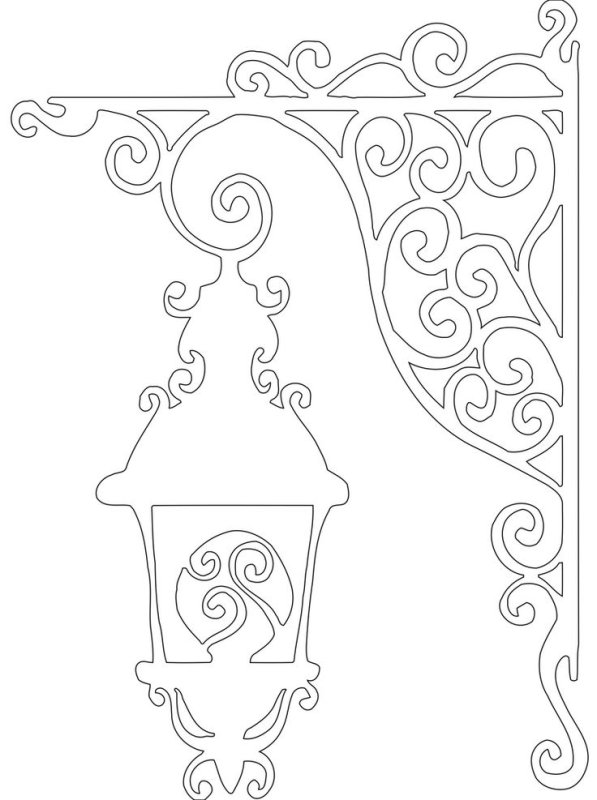 Трафарет фонарь уличный для вырезания