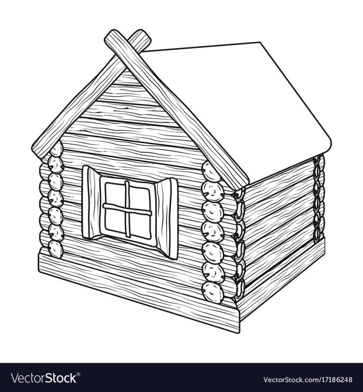 Деревянная избушка раскраска
