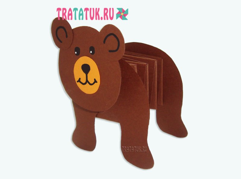 Медведь из цветной бумаги