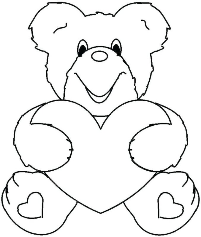 Раскраска Медвежонок с сердцем