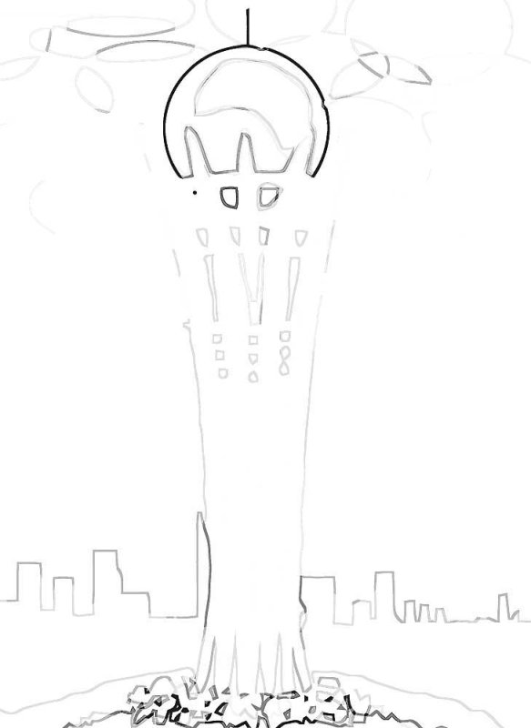 Рисунок раскраска Байтерек