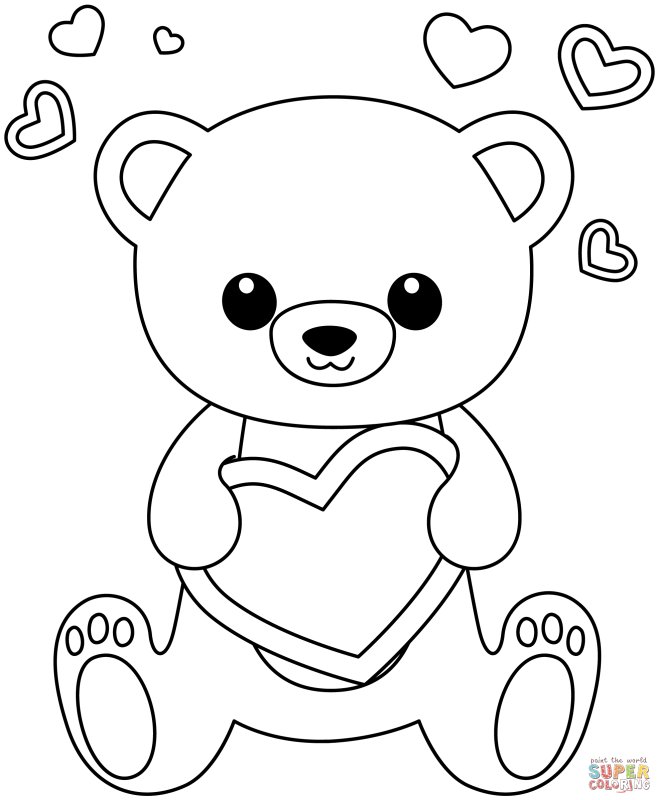 Раскраска Медвежонок с сердечком
