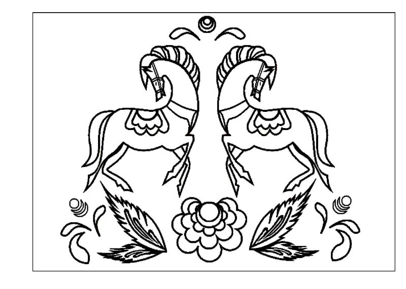 Городецкая роспись раскраска для детей