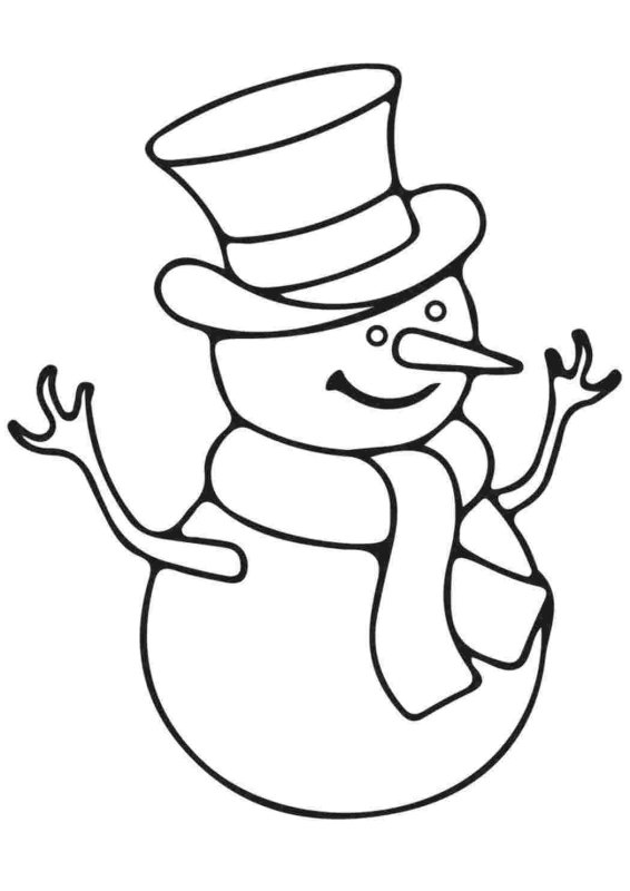 Снеговик трафарет