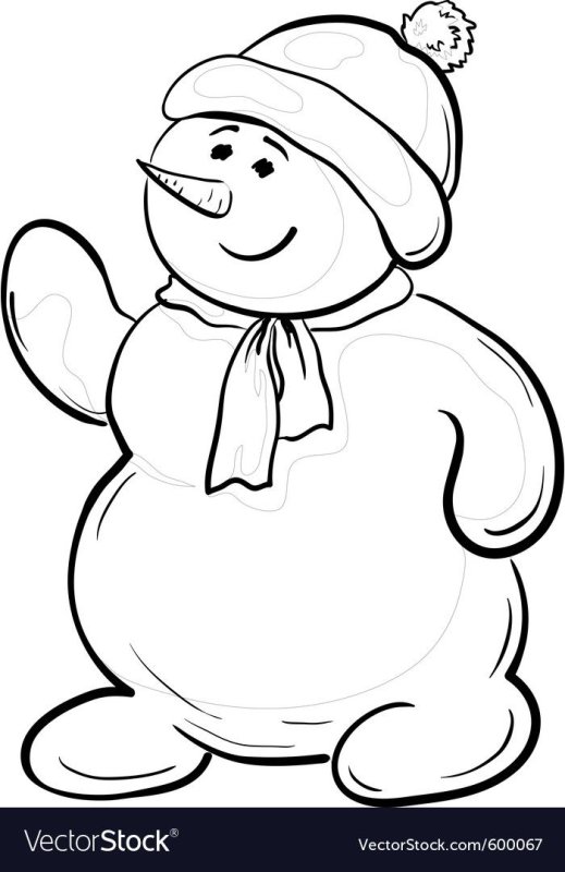 Снеговик трафарет