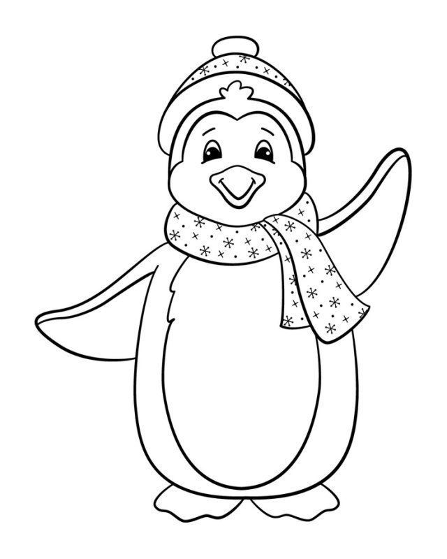 Новогодний Пингвин раскраска