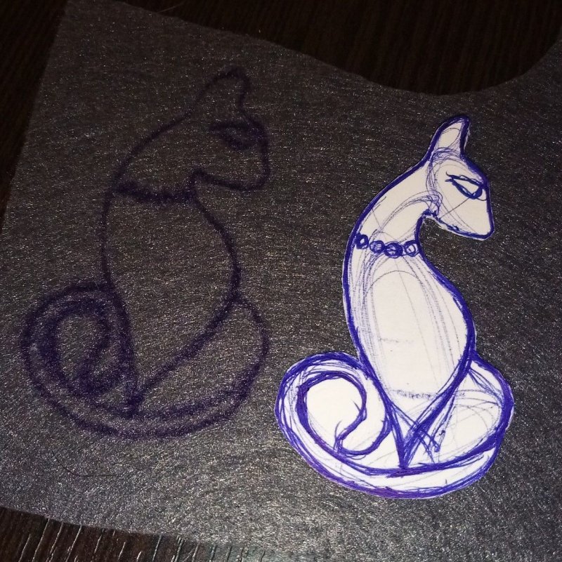 Трафарет кошки для брошки