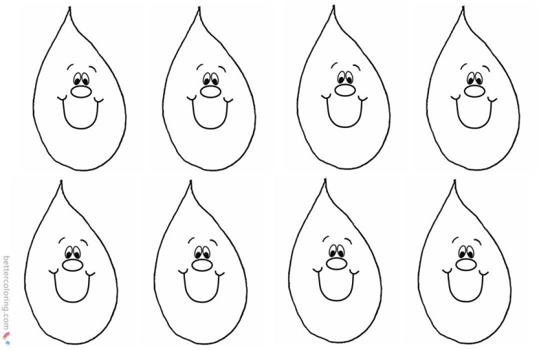 Раскраска капля воды для детей