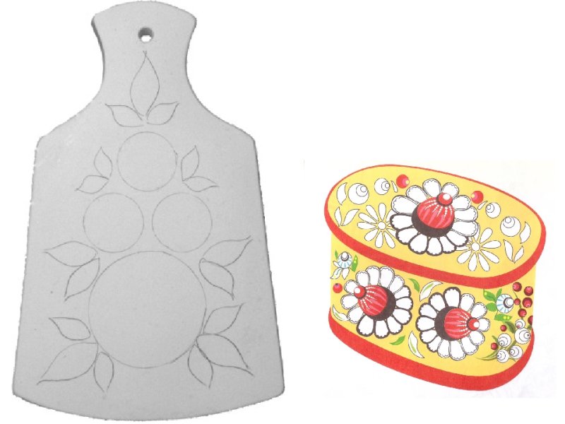 Разделочная доска Городецкая роспись 1кл