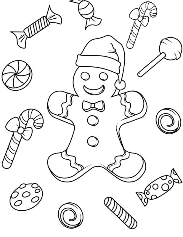 Рождественский пряник раскраска