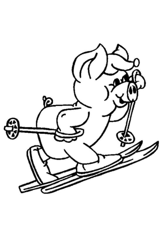 Лыжник раскраска для детей