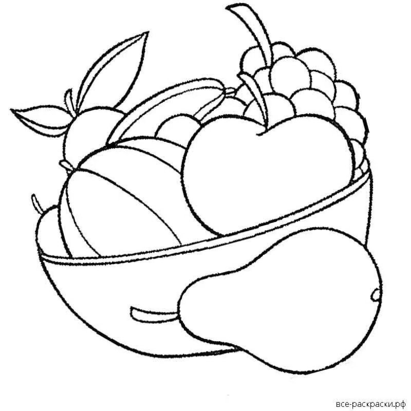 Натюрморт с фруктами раскраска