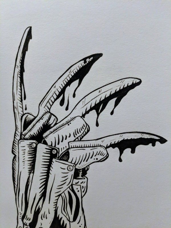 Перчатка Фредди Крюгера тату эскиз