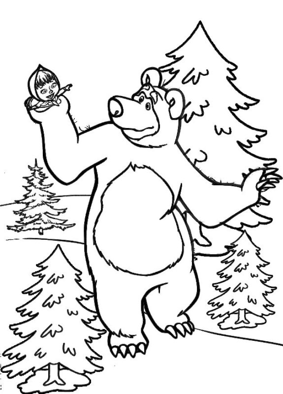 Раскраска. Маша и медведь