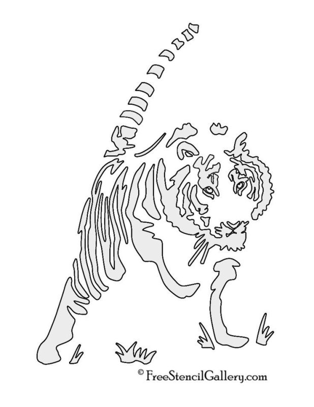Тигр на окно трафарет