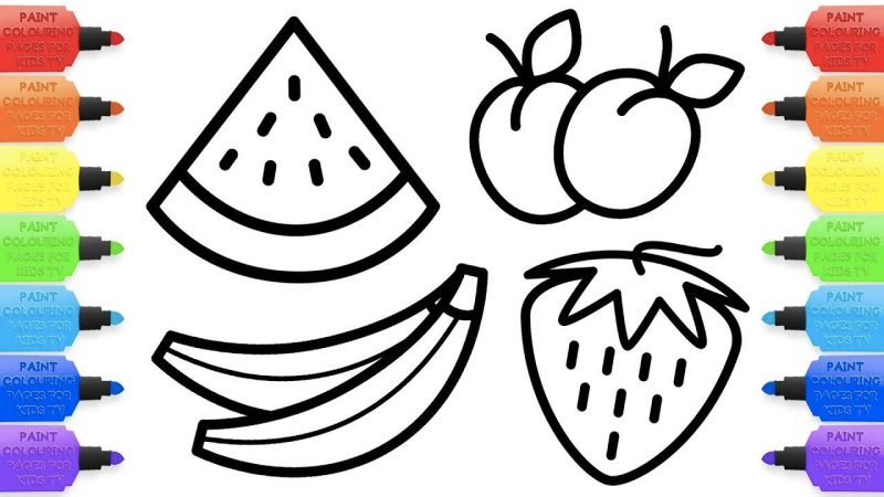 Фрукты. Раскраска