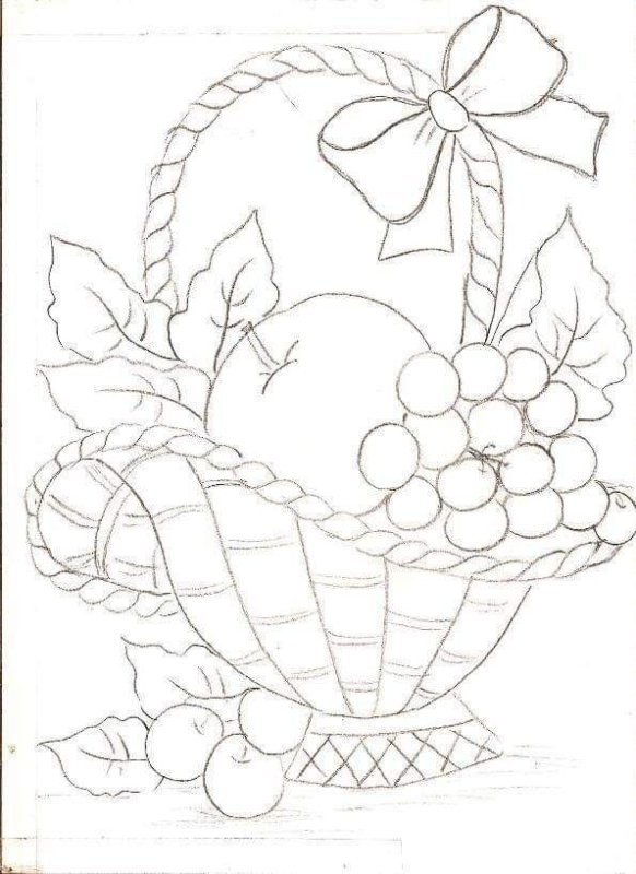 Корзина с фруктами раскраска