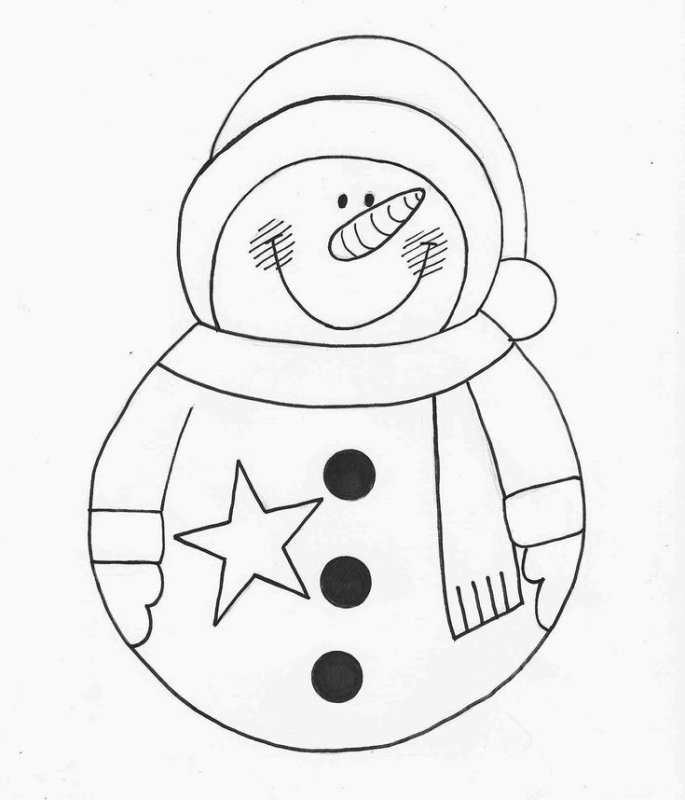 Снеговик шаблон для вырезания